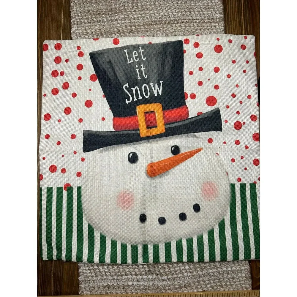 Christmas Snowman throw pillow case cover 17 x 17 New